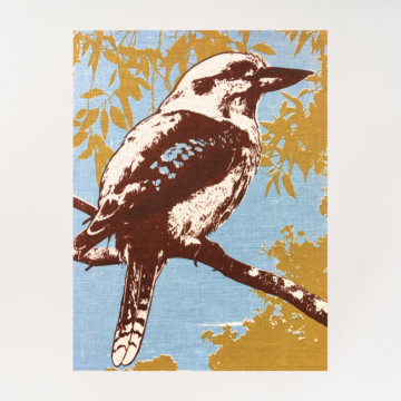 Image for Linen Tea Towel | Blue Winged Kookaburra