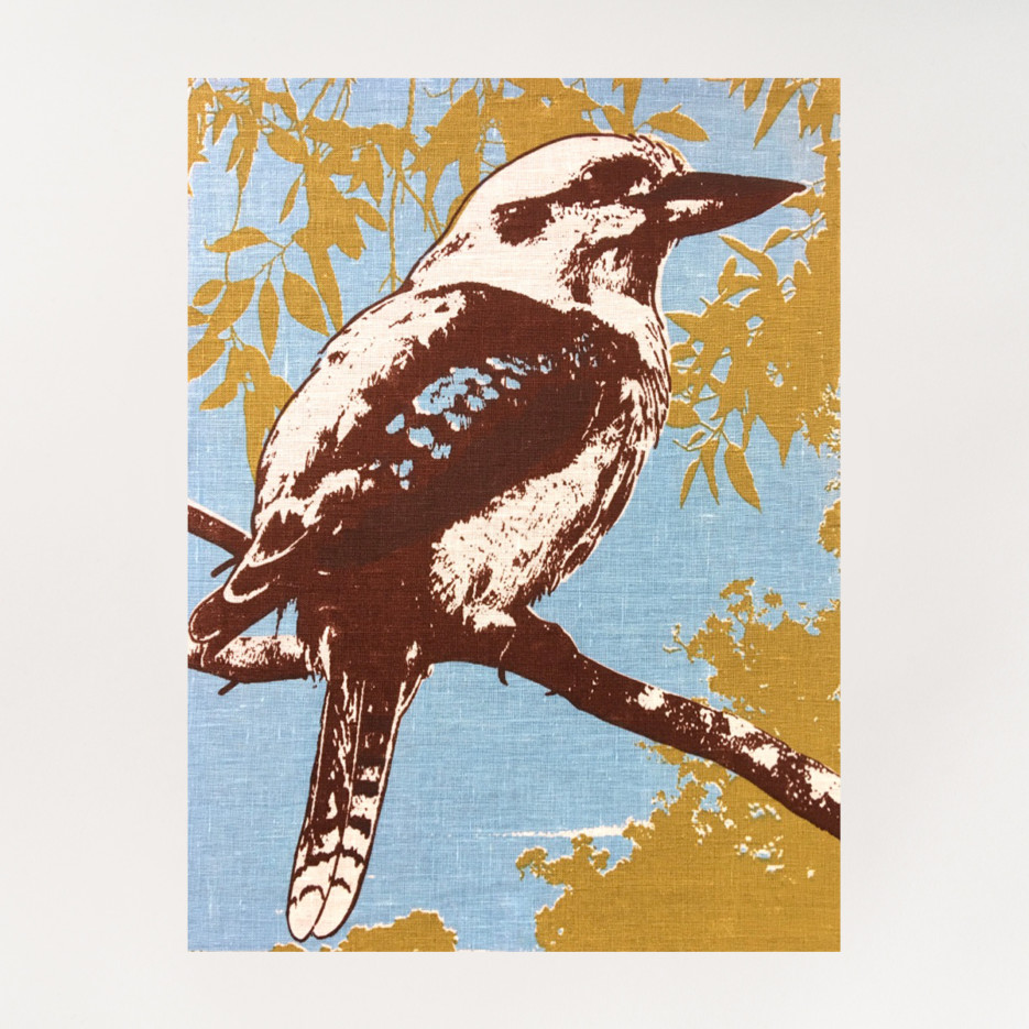 Image of Linen Tea Towel | Blue Winged Kookaburra