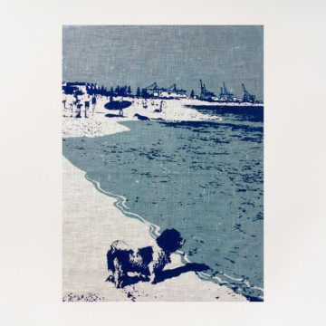 Image for Linen Tea Towel | Dog Beach, Leighton