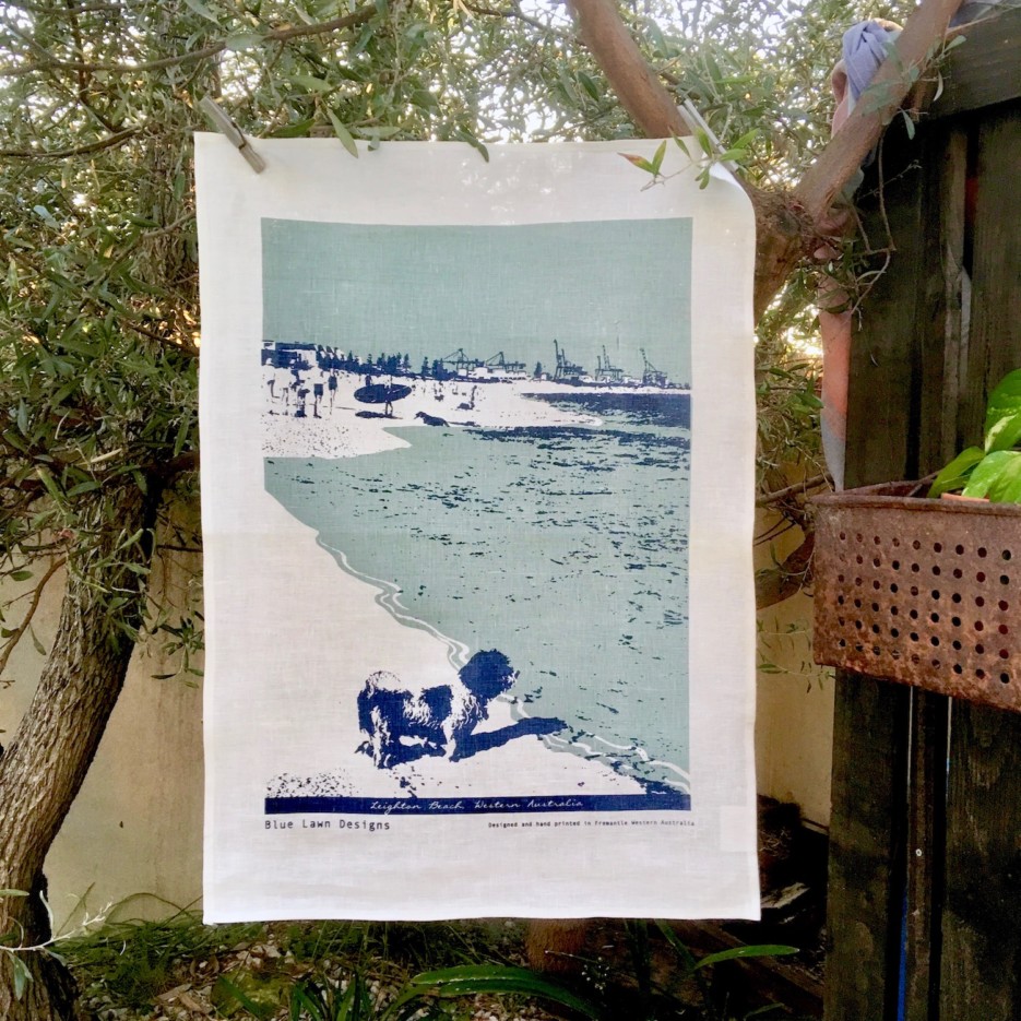 Image of Linen Tea Towel | Dog Beach, Leighton