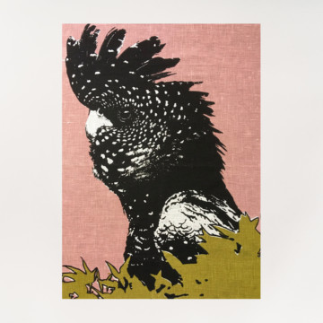 Image for Linen Tea Towel | Red Tailed Black Cockatoo