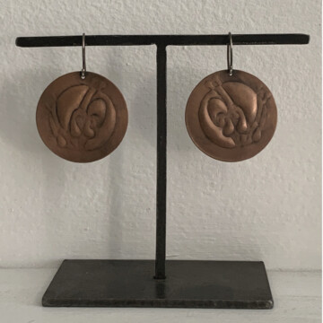 Image for Embossed Copper Grevillea Disc Earrings