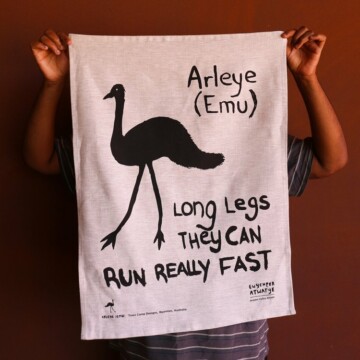 Image for Linen Tea Towel | Town Camp Designs - Arleye (Emu)