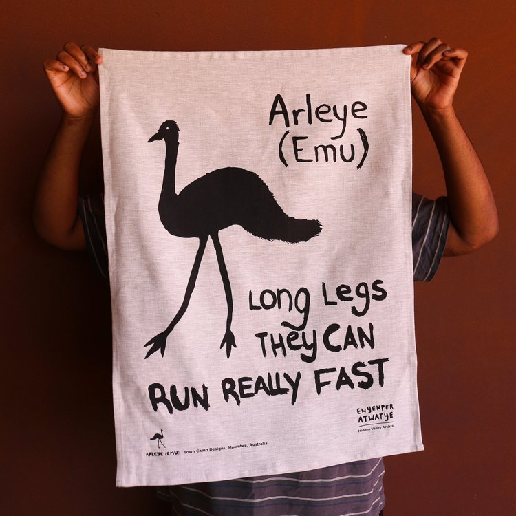 Image of Linen Tea Towel | Town Camp Designs - Arleye (Emu)