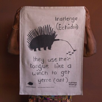 Image for Linen Tea Towel | Town Camp Designs - Inarlenge (Echidna)