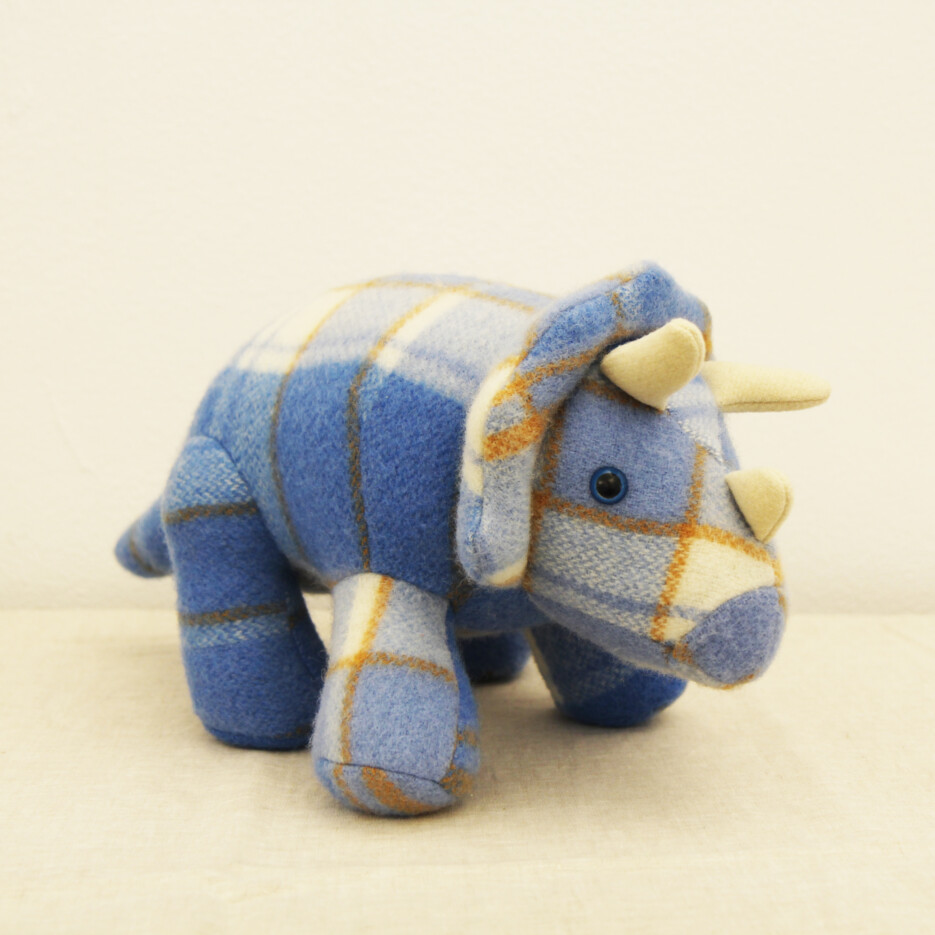 Image of Woollen Triceratops Toy Blue