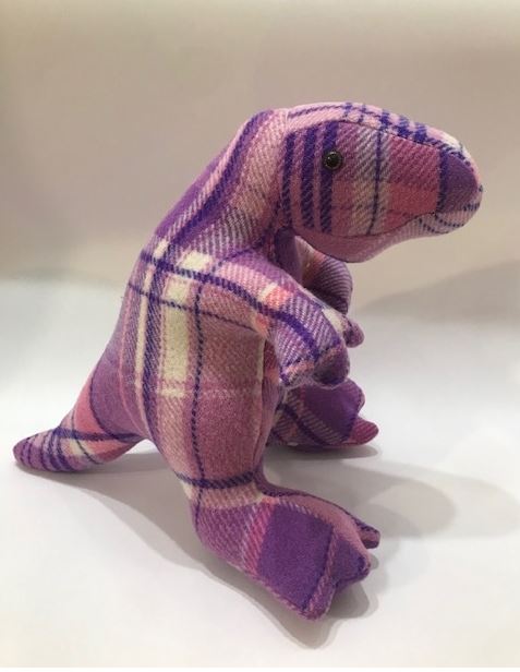 Image of Woollen T-Rex toy purple