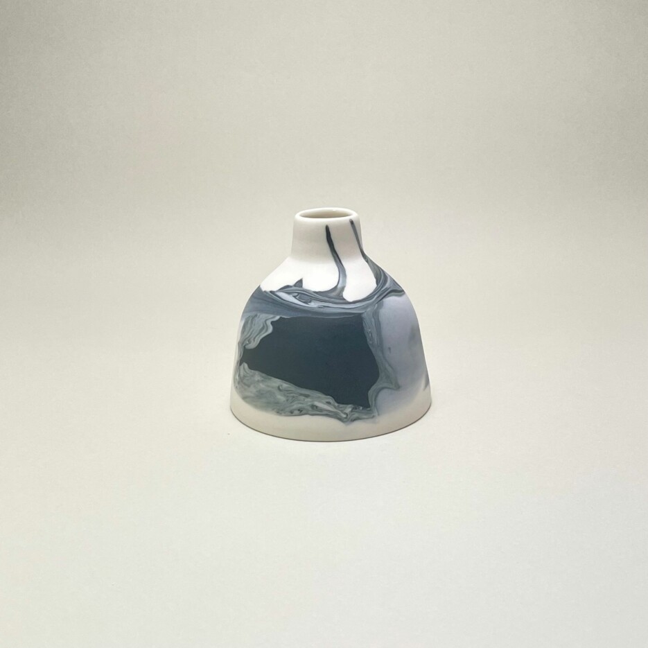 Image of Porcelain Vessel | Wisp Black & Grey Small