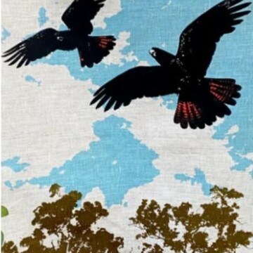 Image for Linen Tea Towel | Black Cockatoos in Flight