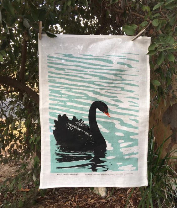 Image of Linen Tea Towel | Black Swan