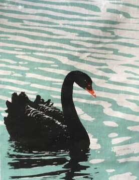 Image for Linen Tea Towel | Black Swan